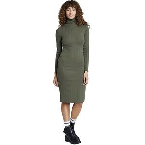 Olive Long Sleeve Turtleneck Sweater Dress